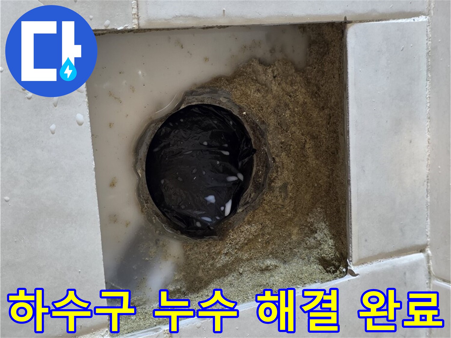 과천 문원동 세탁실 하수구 누수 - 젖어있는 하수구, 최고의 기술력으로 완벽하게 해결