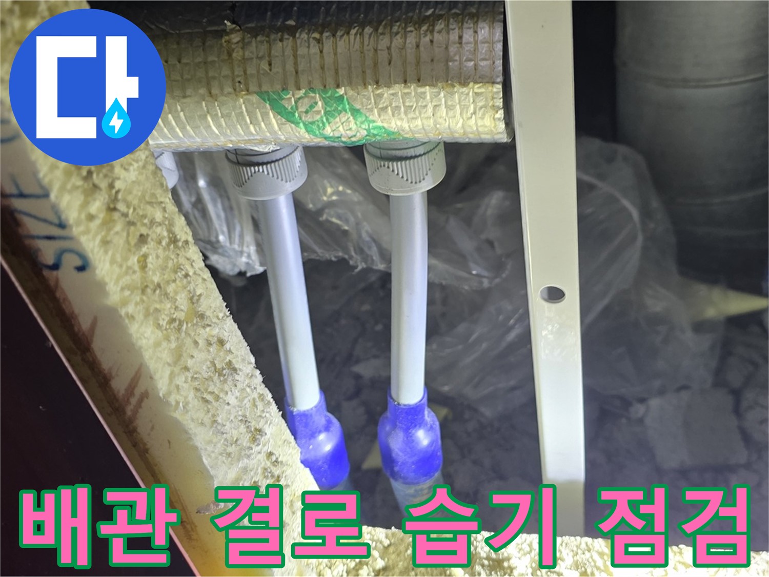 삼숭동 양주자이 아파트 누수 - 배관 연결부 주변 결로 현상 및 습기 집중 점검