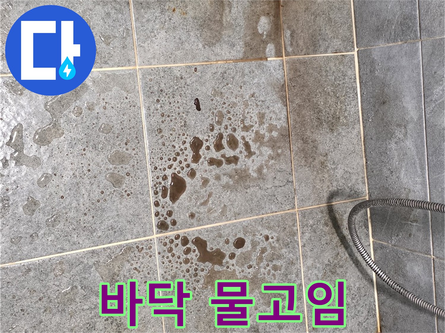 샤워부스 바닥 - 물고임 - 배수구 막힘 의심