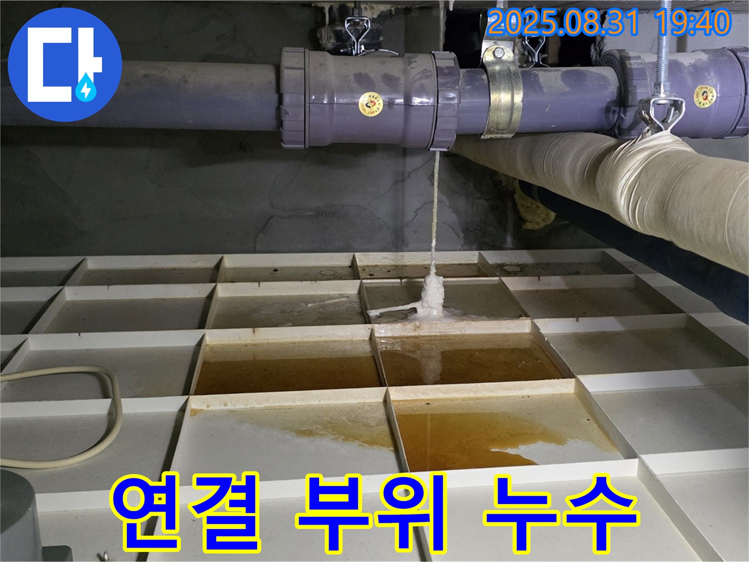 분당 산운로 누수 - 물탱크 연결 부위에서 누수 발생 - 간단한 조임 작업으로 해결했습니다.