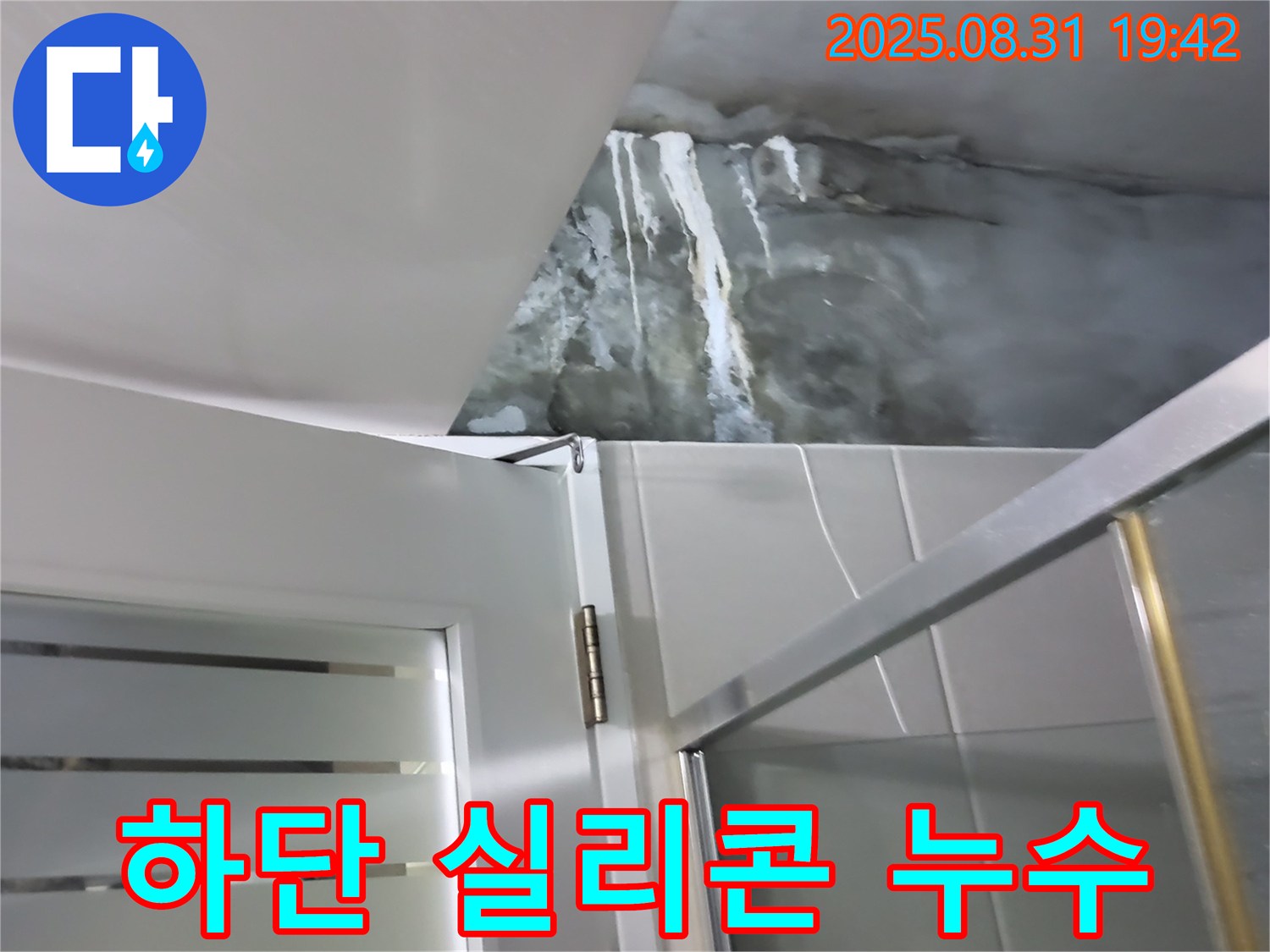 운중동 아파트 - 샤워부스 하단 실리콘 손상 누수 - 곰팡이 방지 실리콘으로 시공!