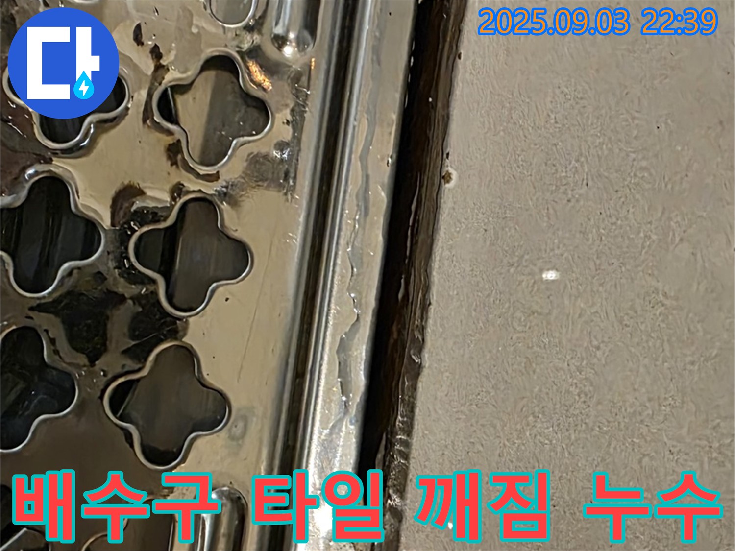용산구 욕실 배수구 주변 타일 깨짐 - 타일 손상으로 인한 누수