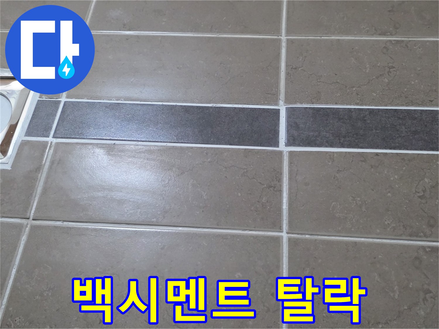 포천 일동면 기산베스트빌 - 욕실 배수구 주변 타일 틈새 백시멘트 탈락 상태 확인