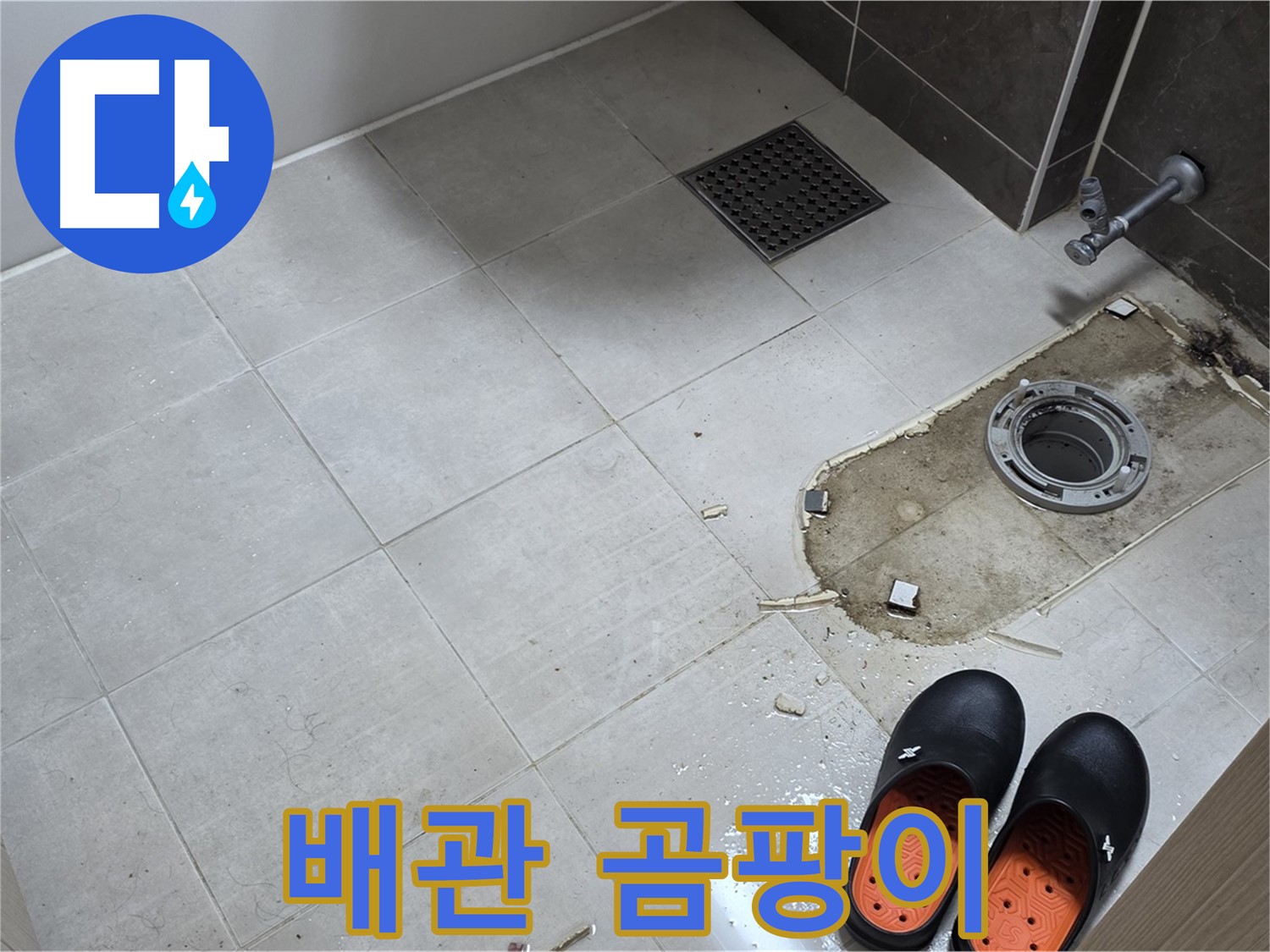 양주 옥정 율정마을 아파트 변기 누수 - 배관 주변에 핀 곰팡이를 확인합니다.