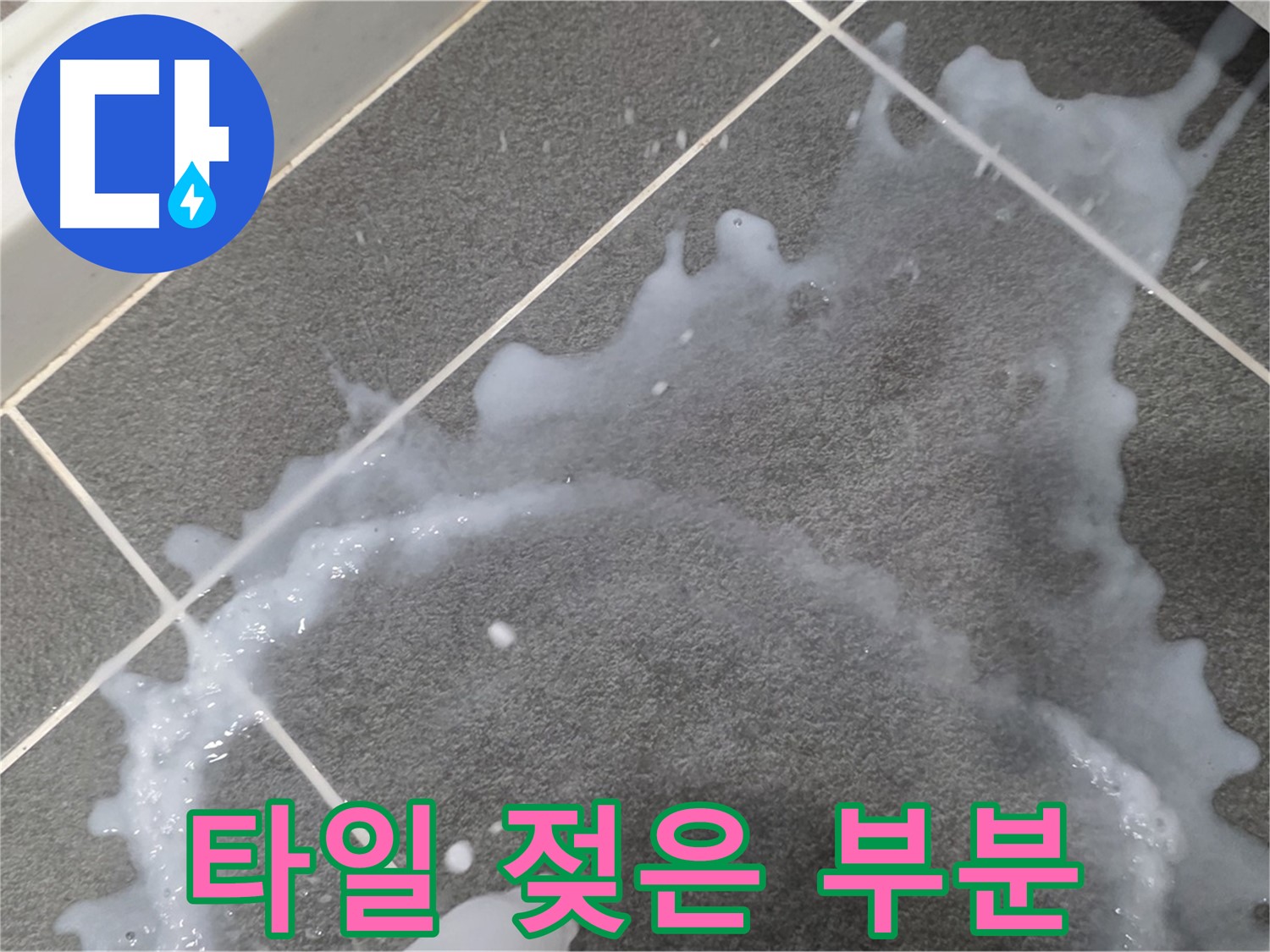 파주시 동패동 운정어반프라임 타일 젖은 부분 - 누수탐지 전문 업체가 초기 누수 진단과 책임감 있는 시공으로 문제를 해결합니다.