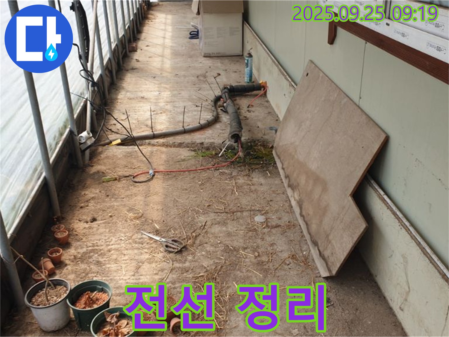 양주시 백석읍 복지리 - 농업용 하우스 누수, 엉킨 전선 누전으로 인한 화재 위험!