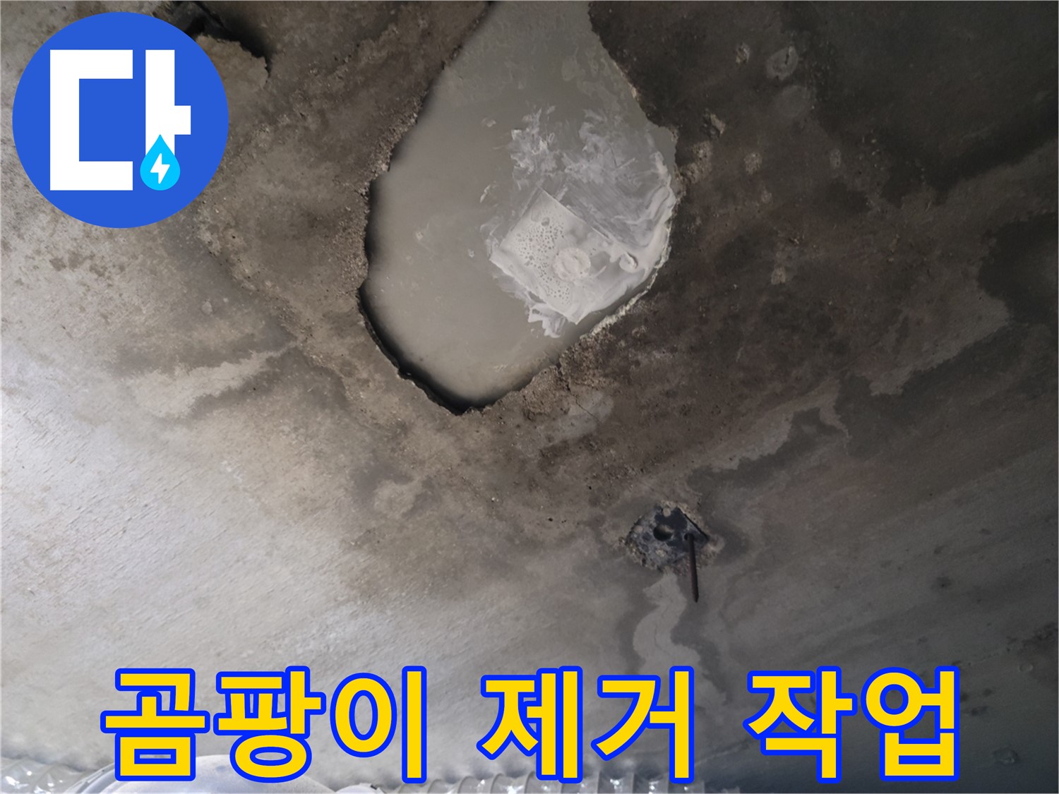 누수 - 곰팡이 제거 작업 진행 중