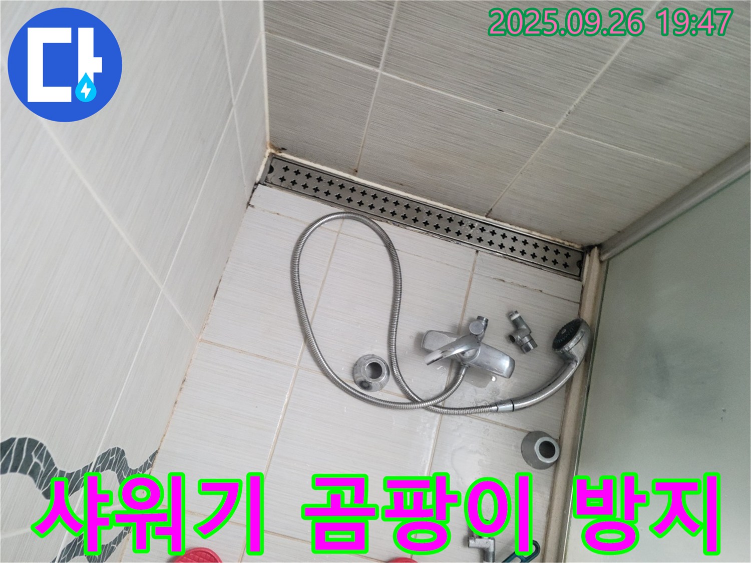 동두천 누수 - 샤워기 주변에 곰팡이 방지 코팅을 꼼꼼하게 시공하고 있습니다.