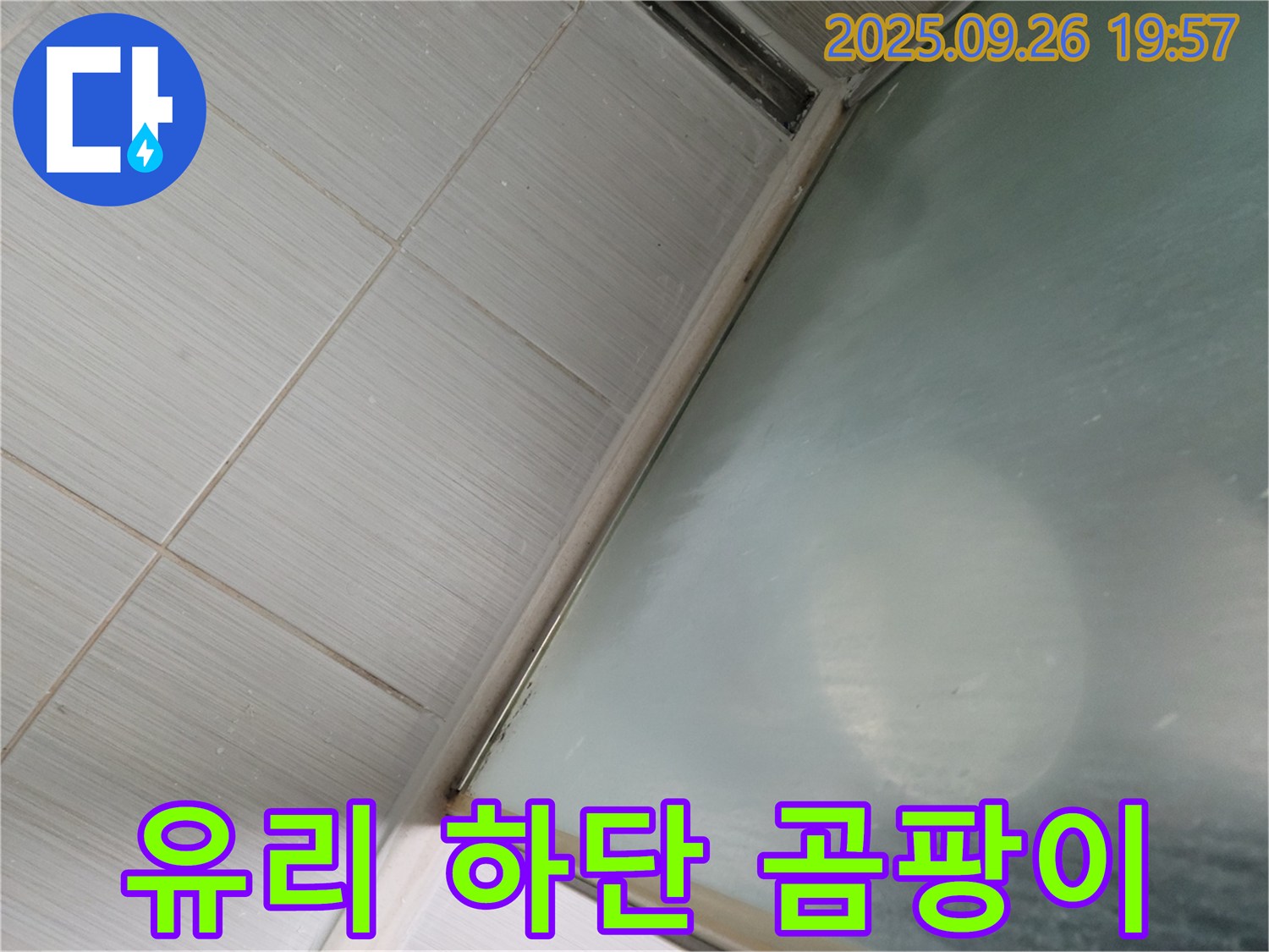동두천시 강변동 - 샤워부스 유리 하단 실리콘 틈새 곰팡이 제거 후 재시공