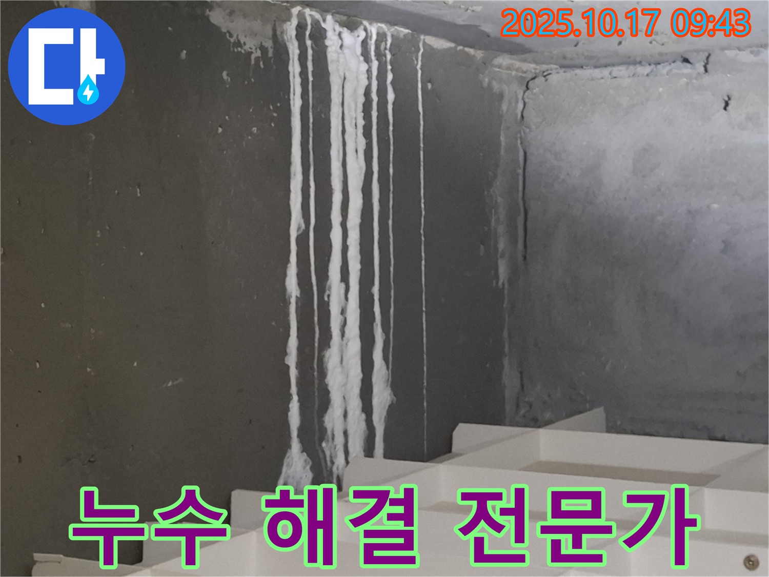 분당 봇들마을 아파트 계단 석회수 누출 - 누수 해결 전문가의 완벽 해결