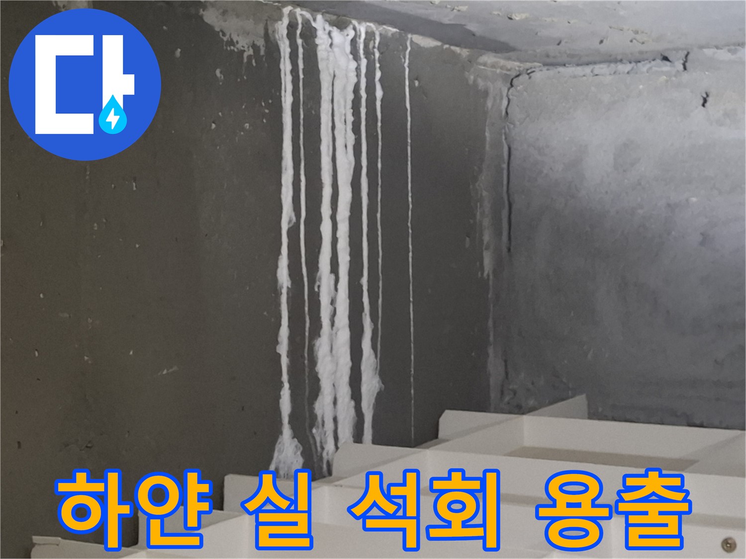 분당구 삼평동 아파트 누수 - 계단 '하얀 실' 누수, 석회 성분 용출을 의심해볼 수 있습니다.