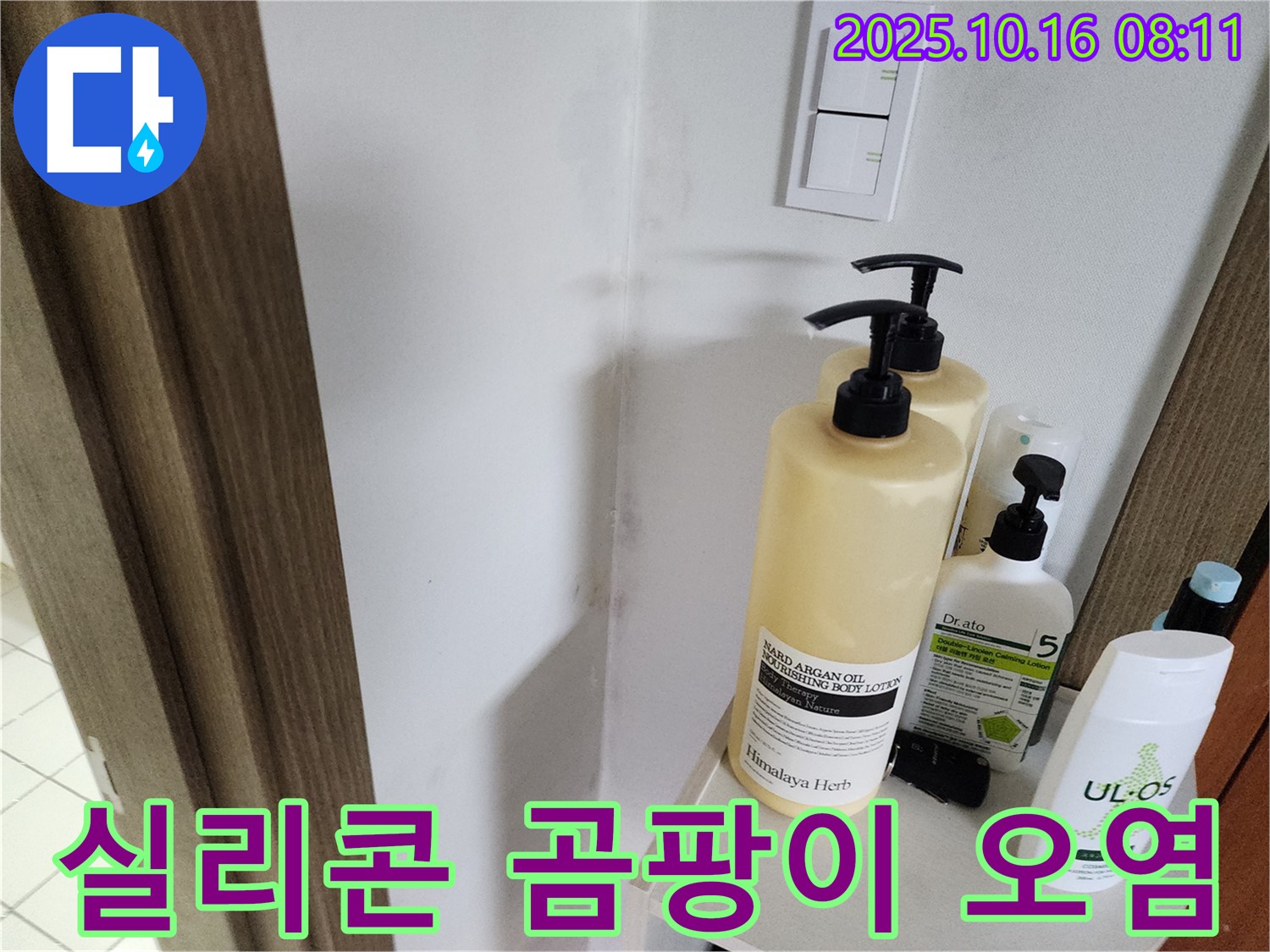 양주 남면 경신리 욕실 - 실리콘 곰팡이 오염 - 곰팡이 제거 시급