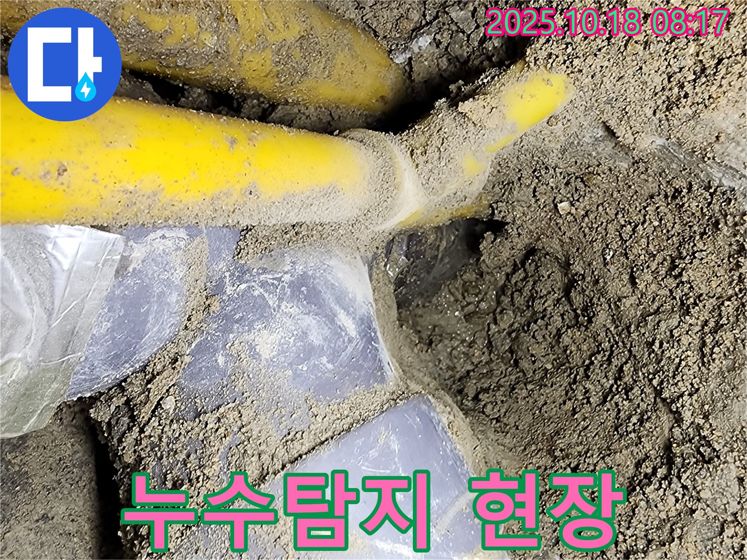 양주시 장흥면 울대리 누수탐지 현장 - 노출된 배관에서 누수 지점을 정확히 찾아냈습니다.