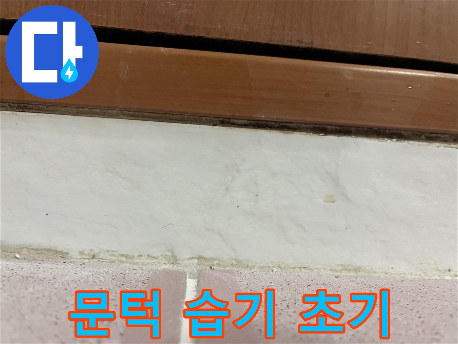 형제맨션빌 누수 - 문턱 아래 타일 틈새 곰팡이와 습기 초기 발견