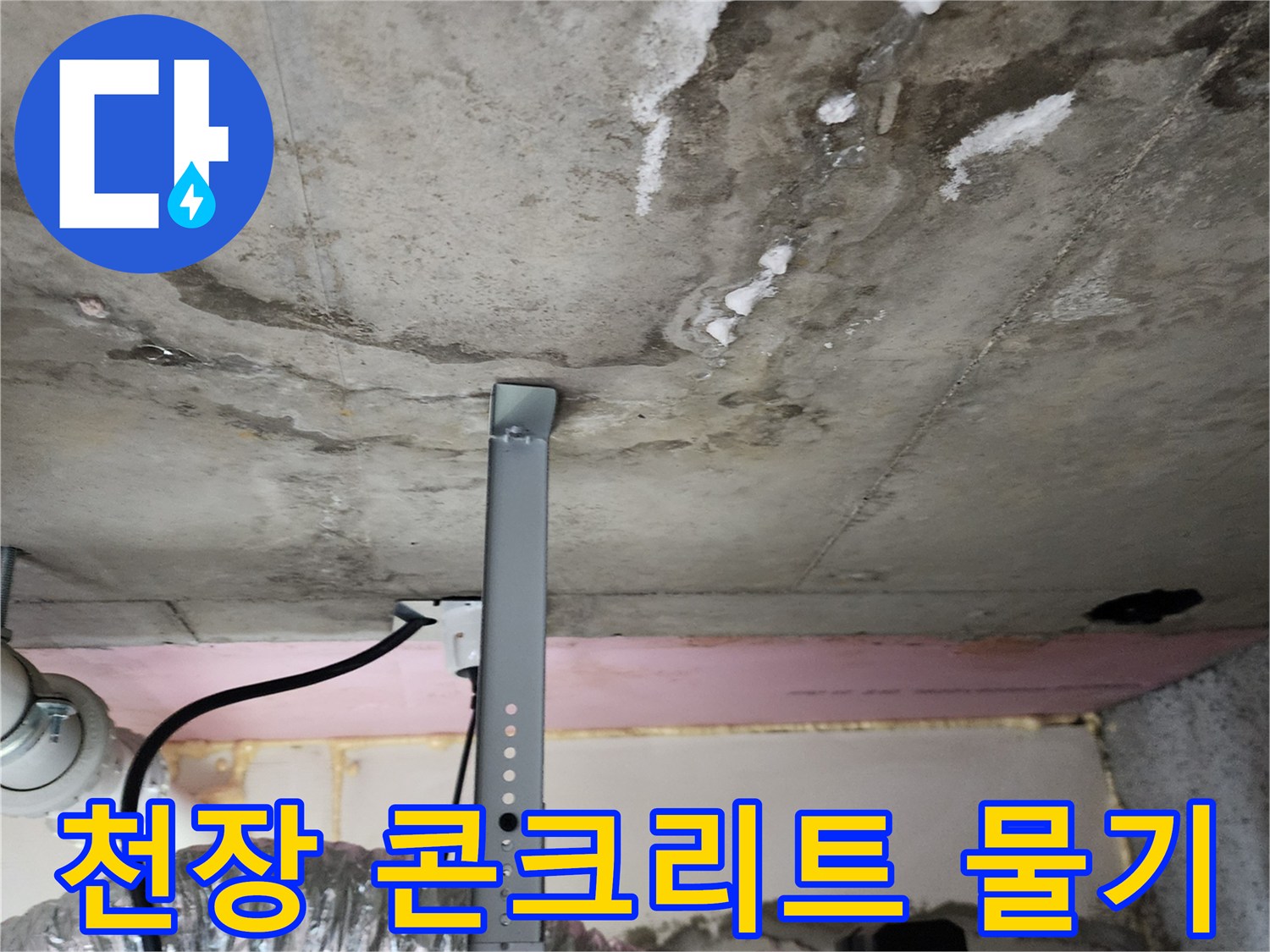 습기를 머금어 어둡게 변한-천장 콘크리트 슬라브