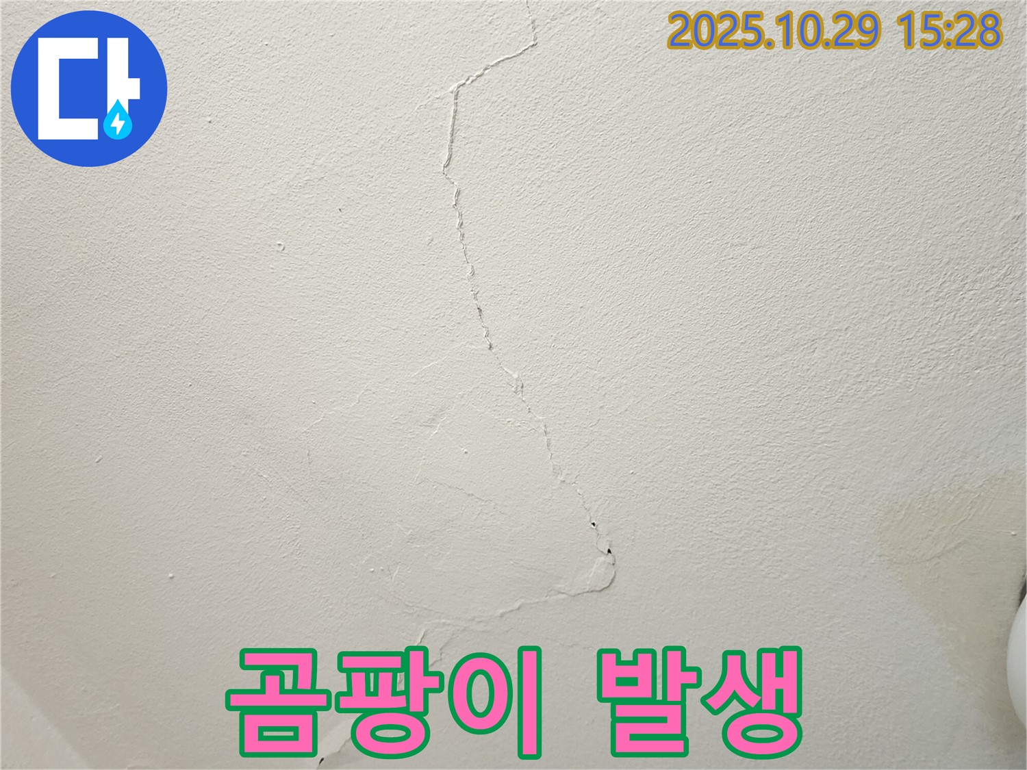 양주시 마전동 천장 누수 - 균열 부위 곰팡이 발생, 누수와 곰팡이 동시 해결