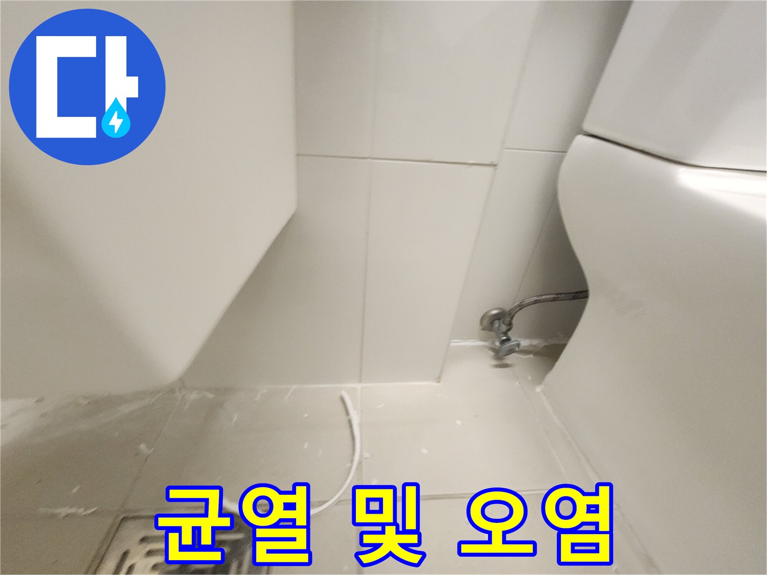 사우동 변기 하부 백시멘트 균열 및 오염 상태 사진