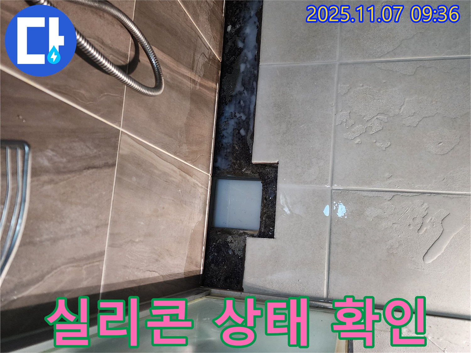 신곡2동 샤워부스 누수 - 기존 실리콘 상태를 꼼꼼하게 확인
