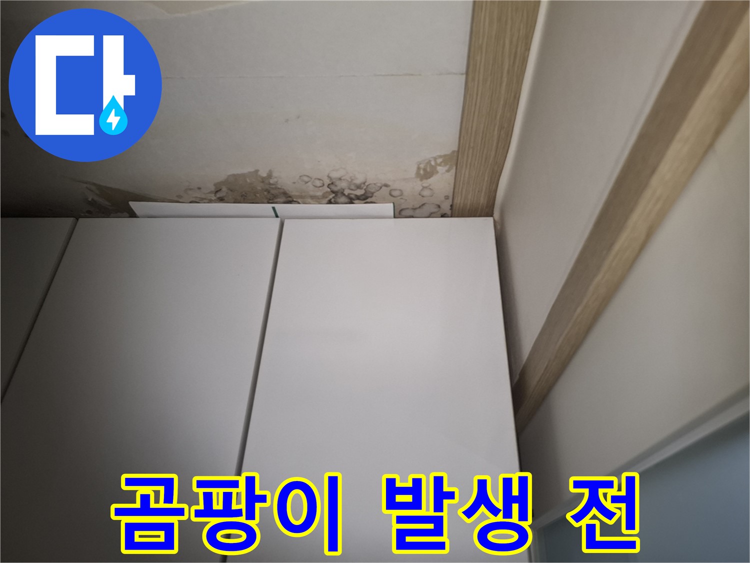 붙박이장 위 천장에 곰팡이가 발생하기 직전의 모습입니다.