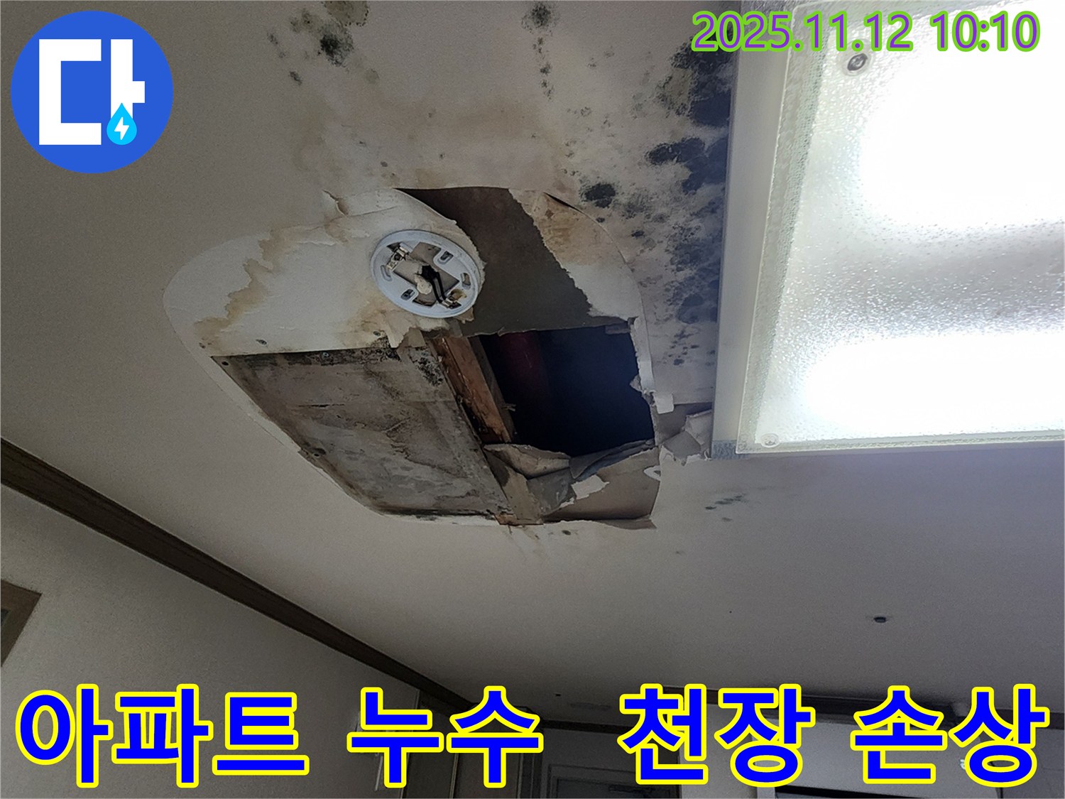 무봉리 아파트 누수 현장 - 천장 손상 및 누수 완벽 해결