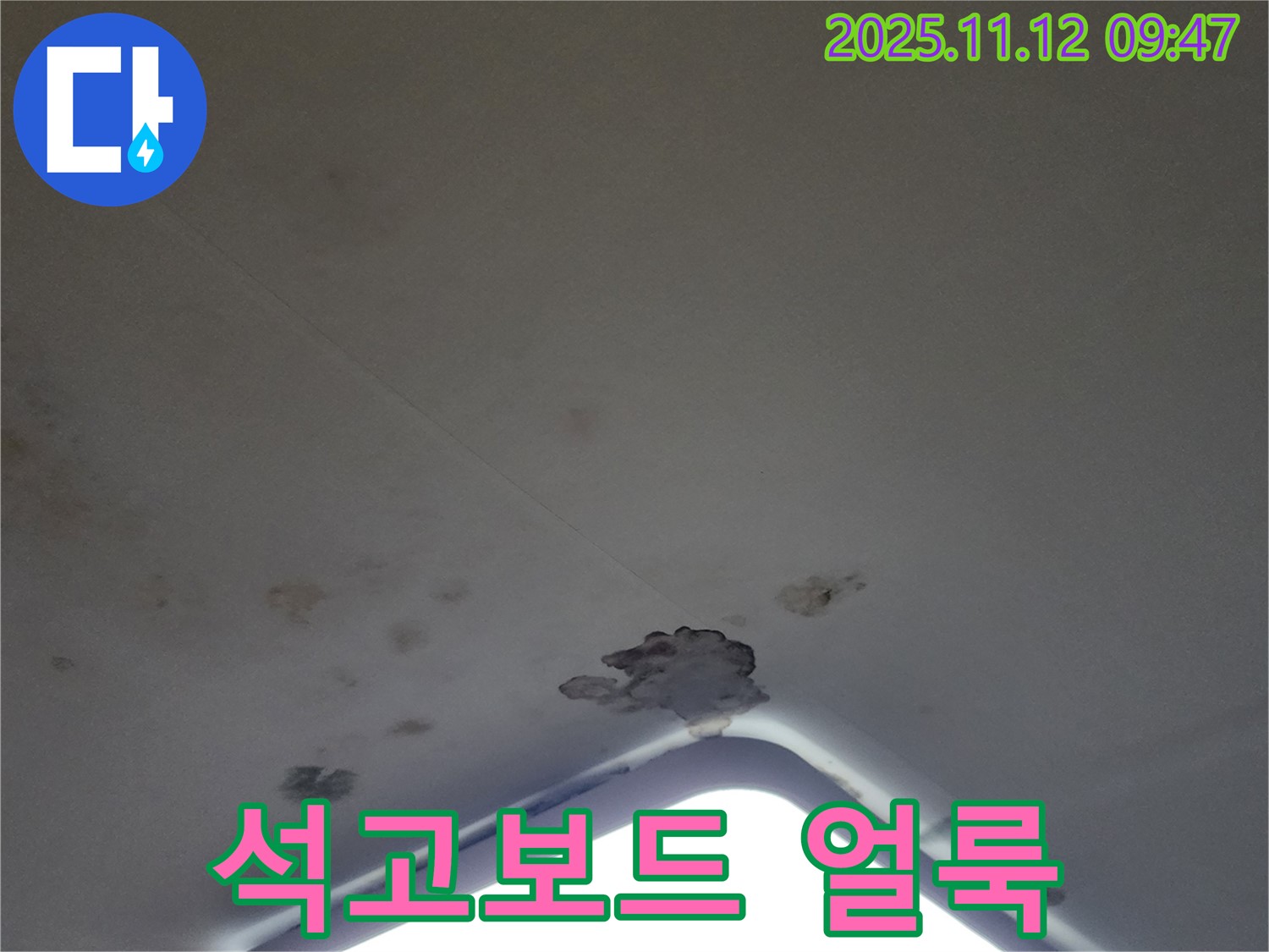 포천 소흘읍 - 천장 조명 주변 석고보드 얼룩 - 누수 의심