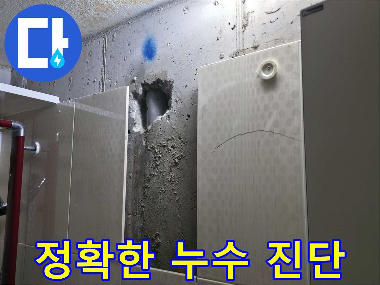 성북구 성북동 주택 욕실 누수 - 누수탐지 전문가가 정확한 진단을 위해 꼼꼼하게 살펴보고 있습니다.