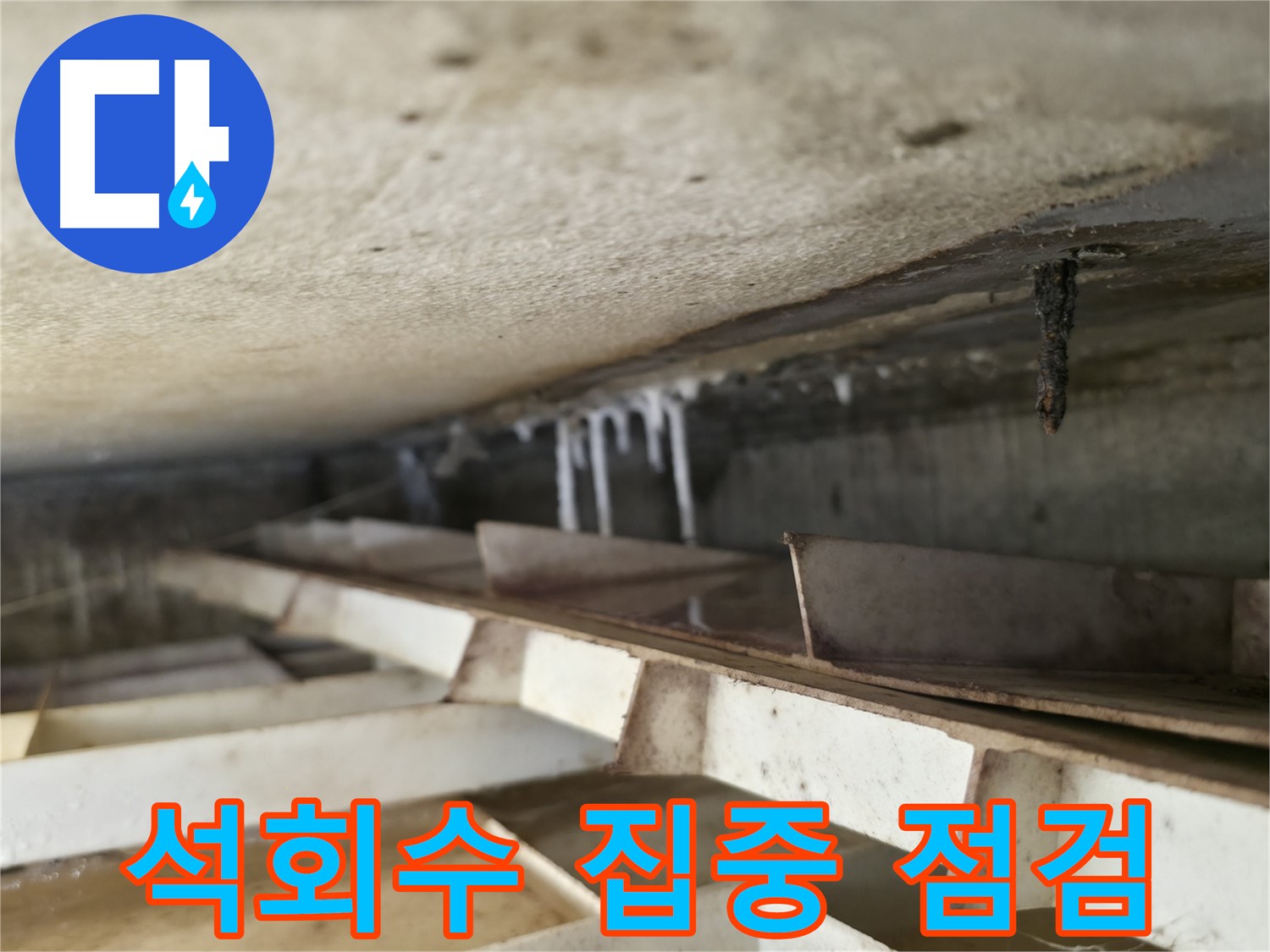독산동 현진아트빌 천장 누수 - 석회수 발생 지점을 중심으로 누수 원인을 집중적으로 점검하고 있습니다.