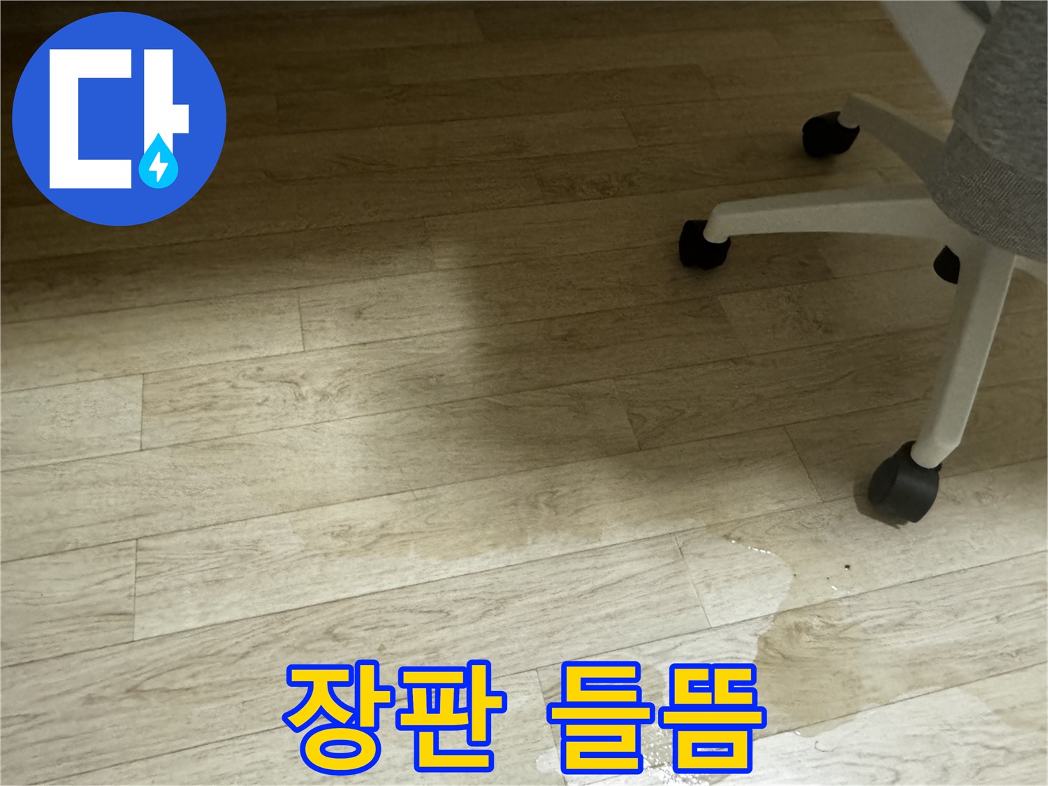장판이 들떠 있는 모습 - 장판 밑에 습기가 차 있을 가능성이 높습니다.