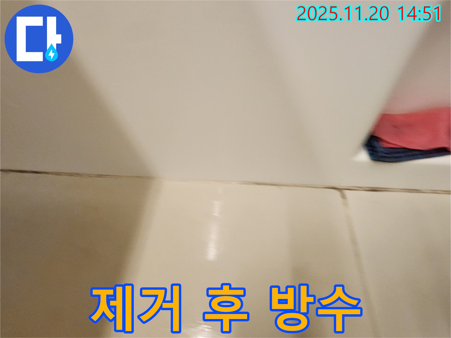 포천 가산면 마산리 - 곰팡이 핀 타일 틈새 누수 - 곰팡이 제거 후 완벽한 방수 시공으로 곰팡이와 누수 걱정 없이!