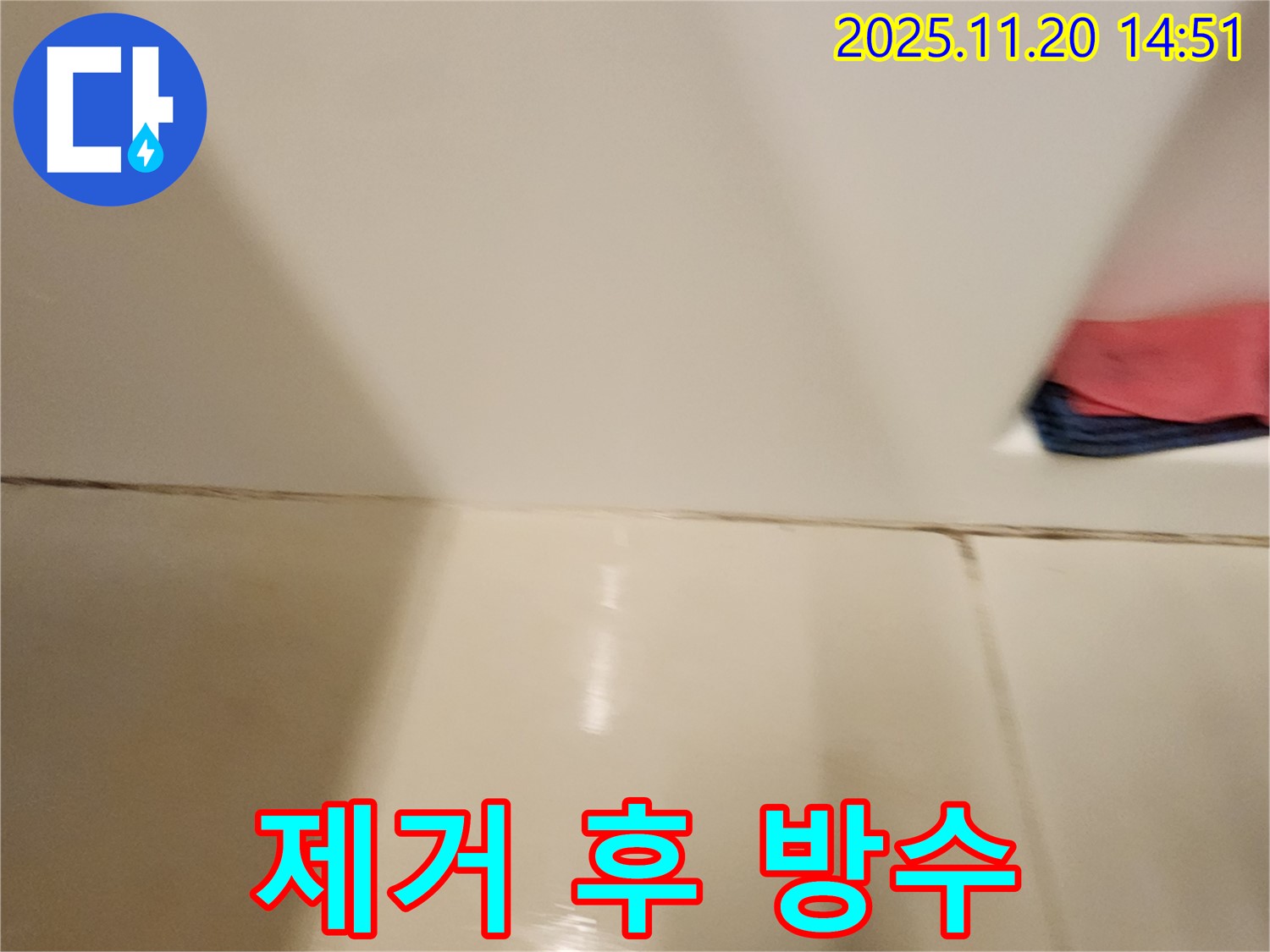 포천 가산면 마산리 - 곰팡이 핀 타일 틈새 누수 - 곰팡이 제거 후 완벽한 방수 시공으로 곰팡이와 누수 걱정 없이!