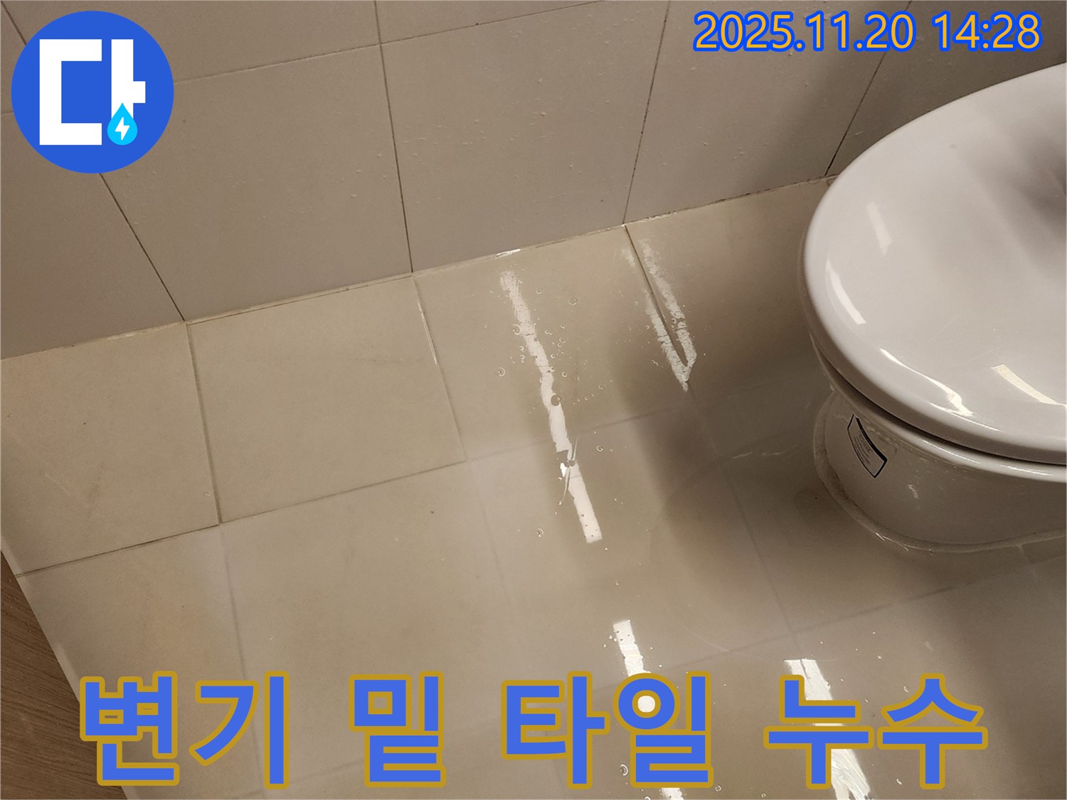 화장실 변기 밑 타일 사이 누수 - 포천시 가산면 누수탐지 전문 업체에서 정확한 진단과 책임 시공으로 해결했습니다.