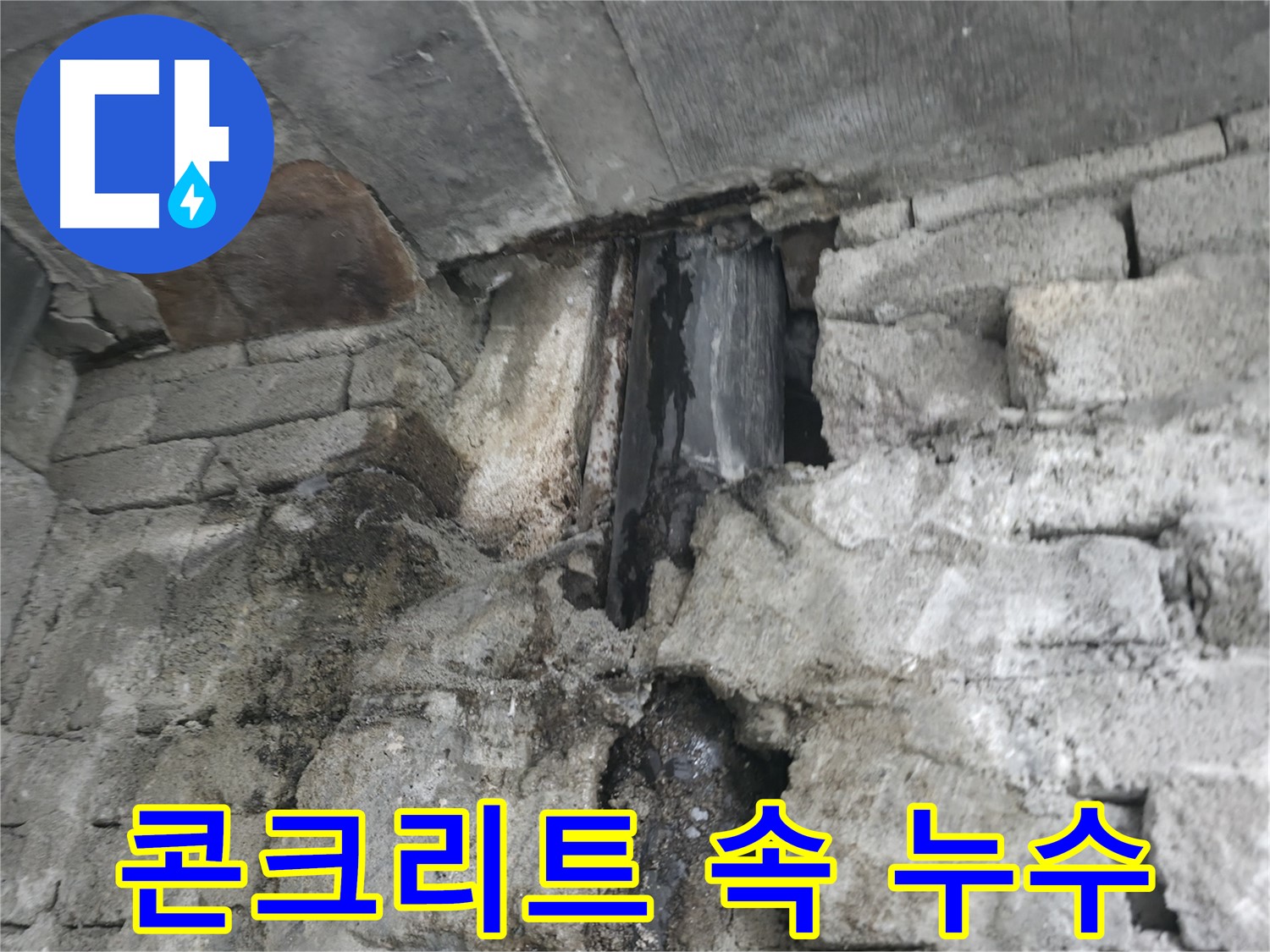 콘크리트 내부 누수 확인 - 콘크리트 벽 내부의 누수 지점을 확인하기 위해 탐지 장비를 사용하고 있습니다.