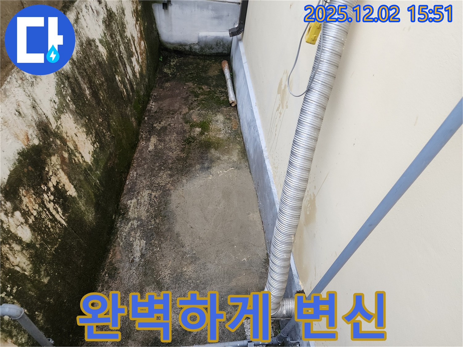 길명리 좁은 공간 곰팡이 핀 벽 - 냄새, 습기 제거 및 완벽 누수 시공!