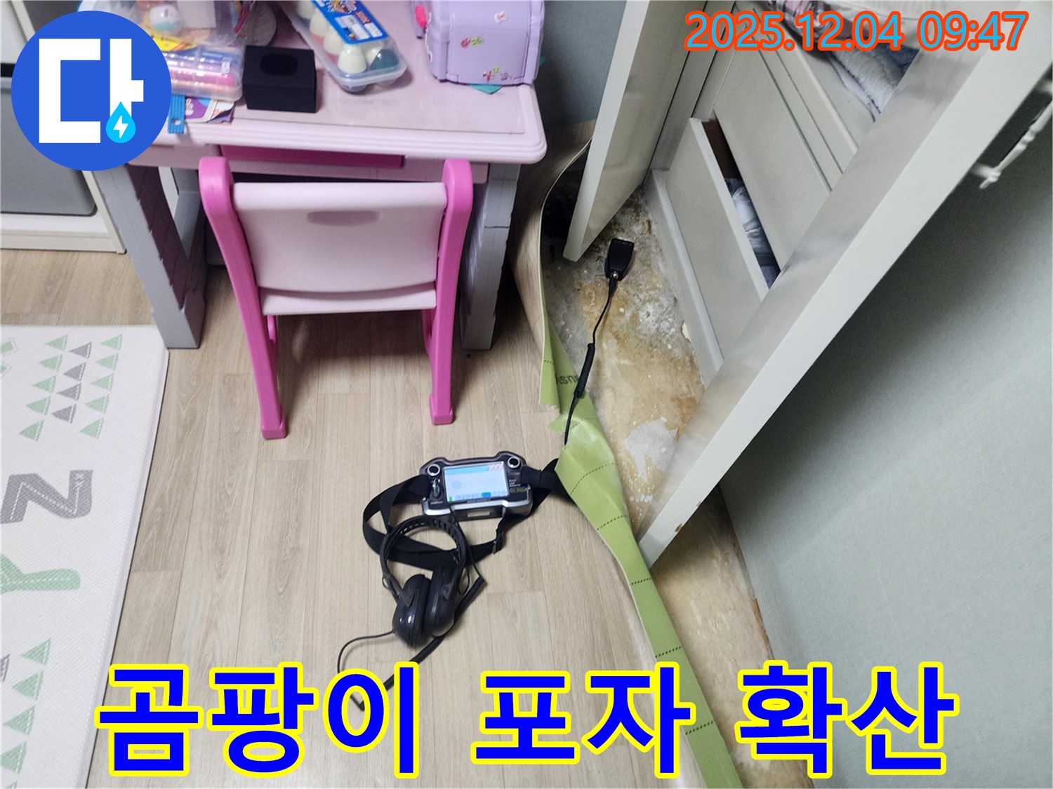 유동리 누수 - 장판 밑 습기, 곰팡이 포자 확산?! 정밀 진단으로 누수를 잡아드립니다.