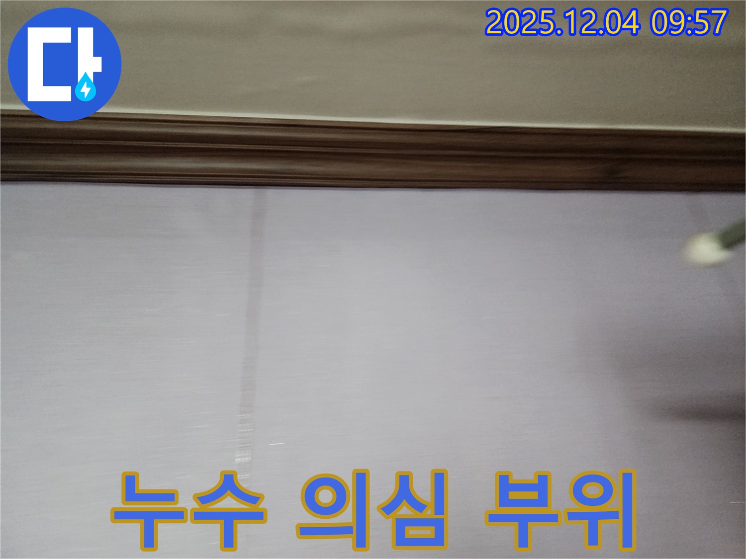 포천시 일동면 유동리 천장 - 얼룩 부위 정밀 점검 과정을 보여줍니다.
