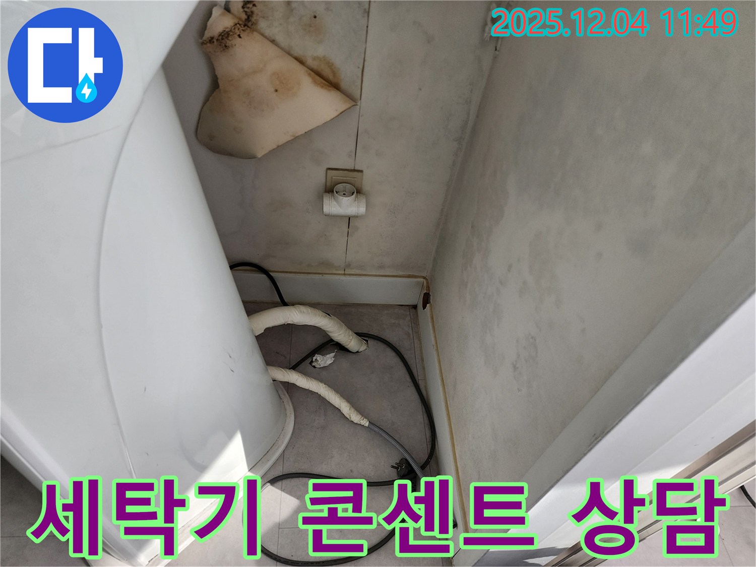 포천 일동 - 세탁기 콘센트 주변 곰팡이 - 젖은 벽 - 감전 위험, 전문가 상담