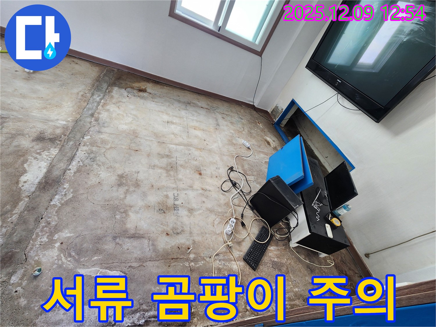 포천시 영중면 성동리 사무실 누수 - 물에 젖은 서류, 곰팡이 번식 주의!