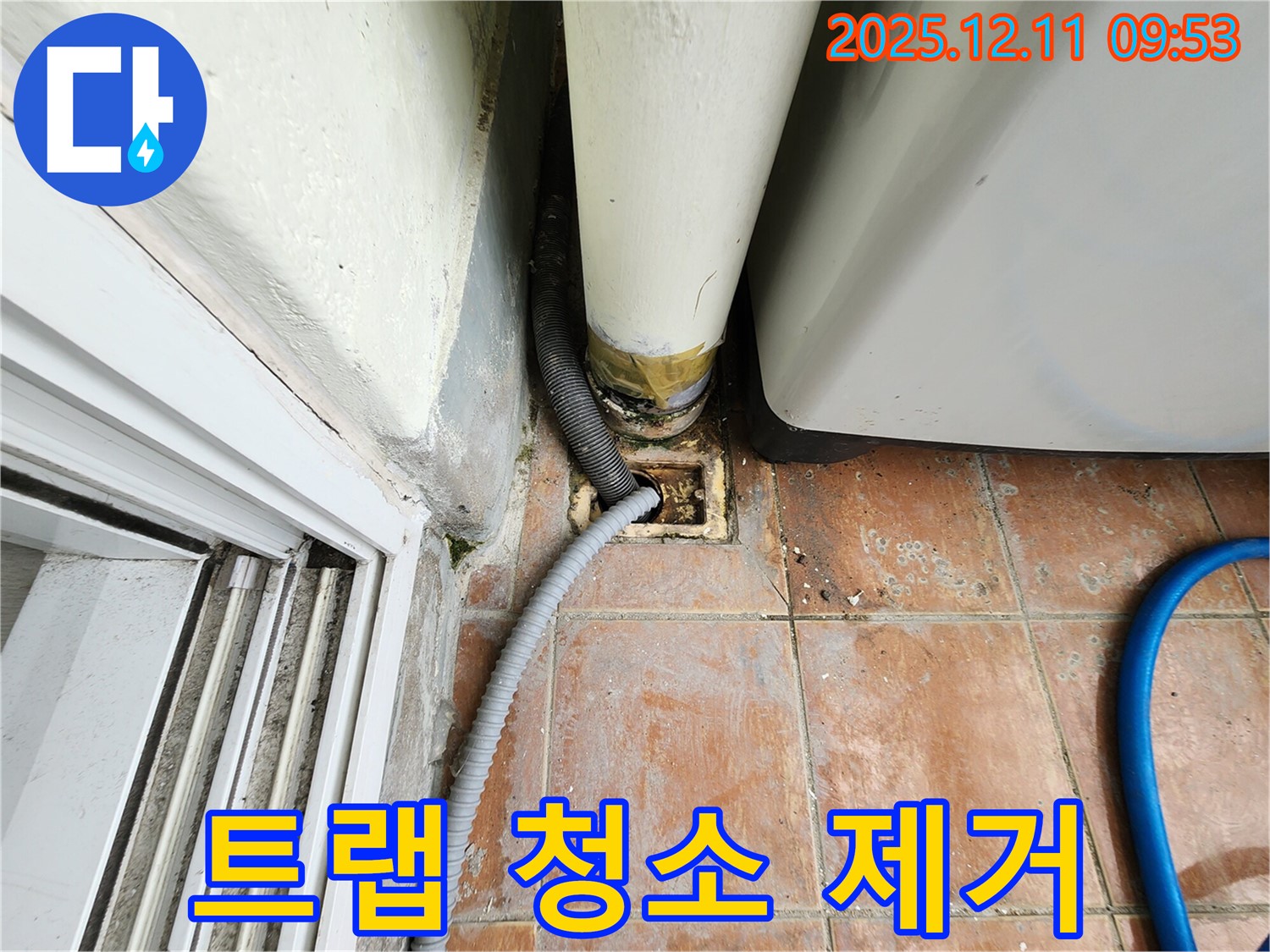 세탁기 배수구 주변 배수 트랩 청소 - 악취 제거 및 쾌적한 환경