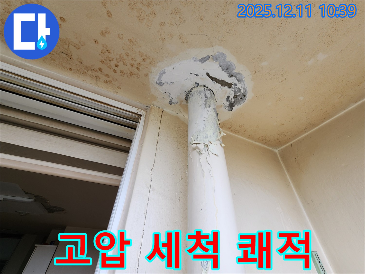 천장 누수 - 고압 세척 - 곰팡이 제거 쾌적