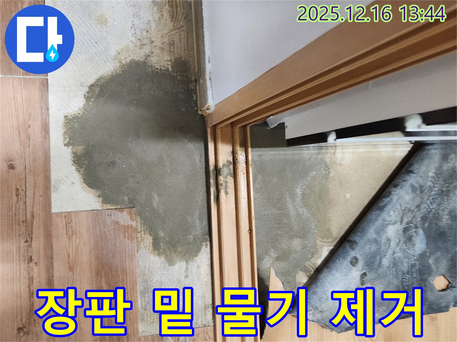 포천 영북면 장판 밑 물기 제거 - 누수로 인해 장판 밑에 생긴 물기를 제거하고, 쾌적한 환경을 되찾는 과정을 보여줍니다.