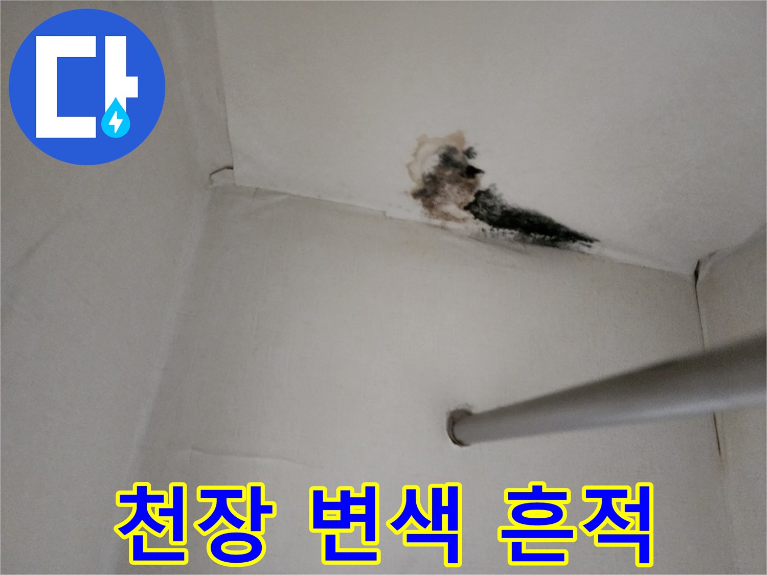 아랫집 천장 마감재에 나타난 물자국과 곰팡이 오염