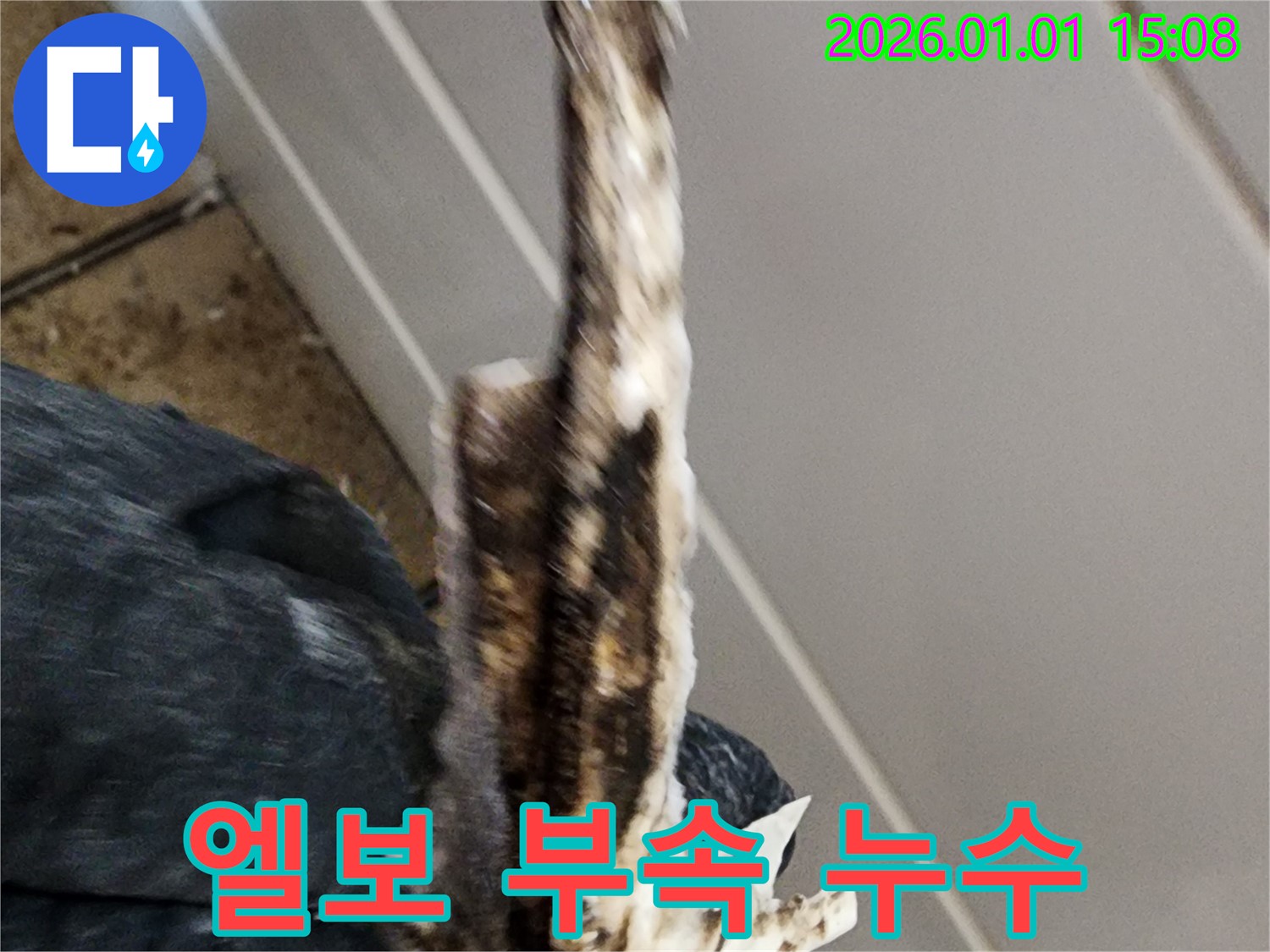 고양시 일산동구 백석동 누수 현장 - 노후된 엘보 부속에서 발생한 누수 문제를 해결하는 과정