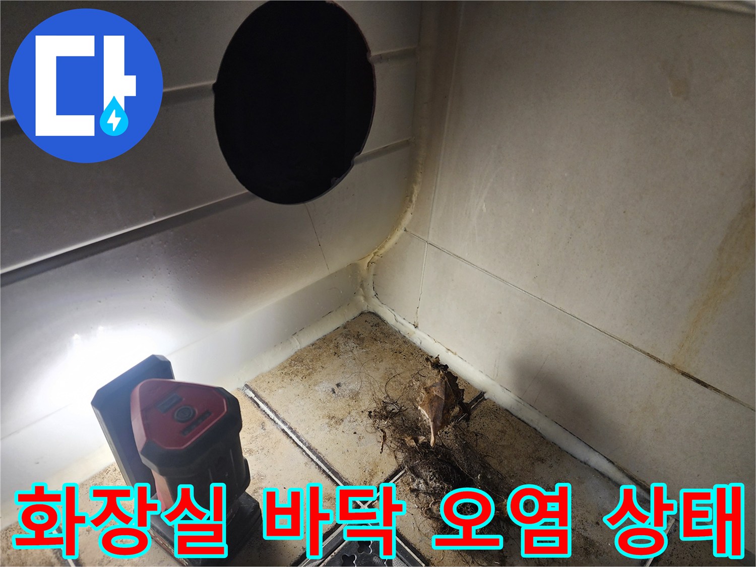 배수구-주변에-퇴적된-머리카락과-오염된-찌꺼기