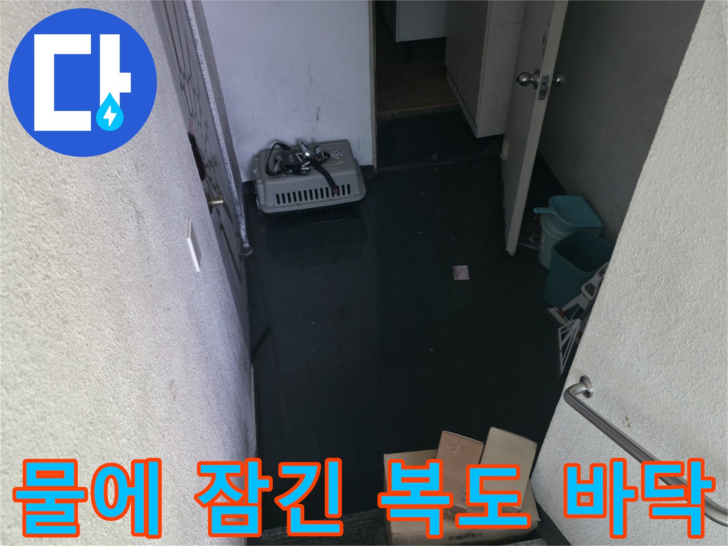 강북구 반지하 현장-복도 바닥에 오수가 차오른 상태입니다