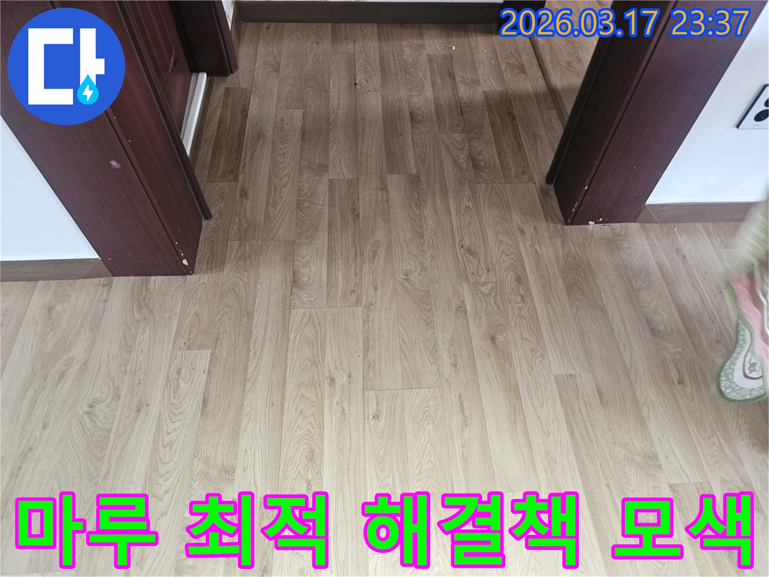 누수 문제로 인해-바닥재가 손상되기 전-확인하기 위한-초기 사전 점검 사진입니다.