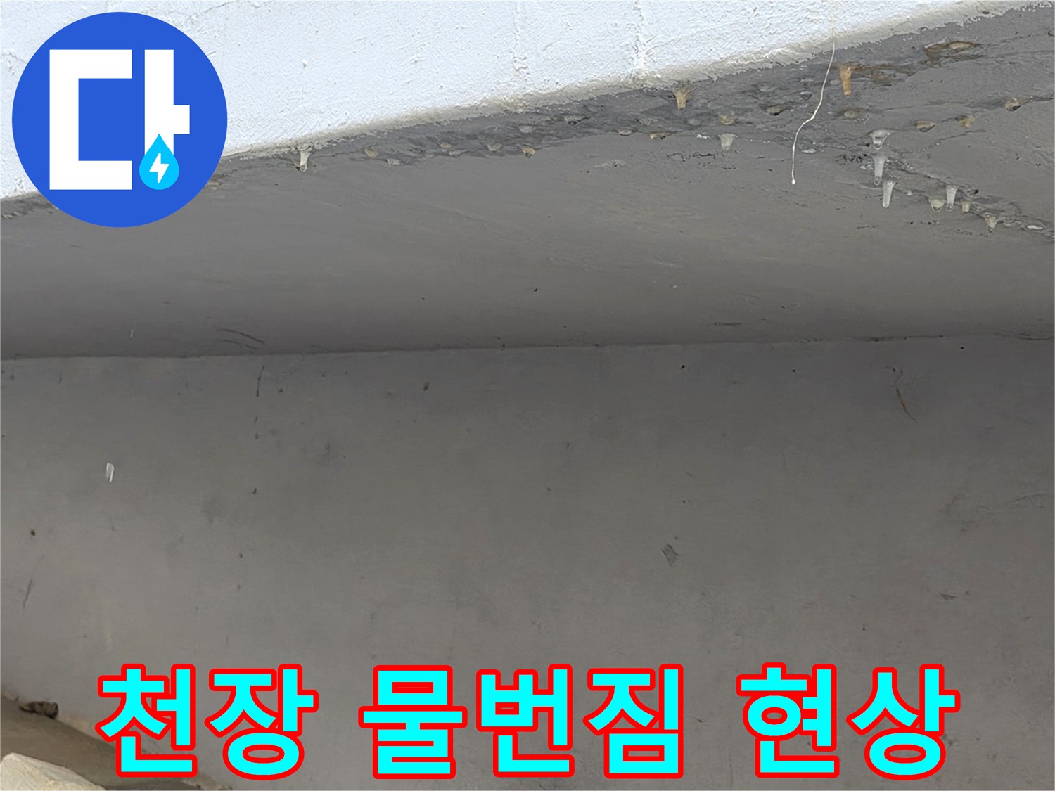 물샘으로 인해 얼룩진 숭인동 아파트 천장 부위