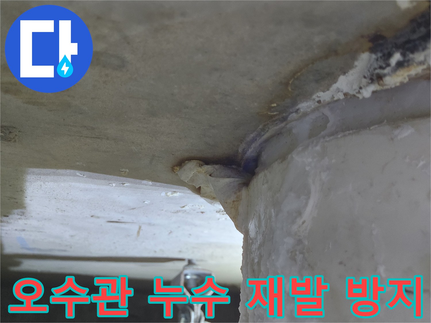 오수관에서-물이 새어 나와-천장에-하얀 물자국을-남긴-누수 현장-정확한 진단으로-재발 방지