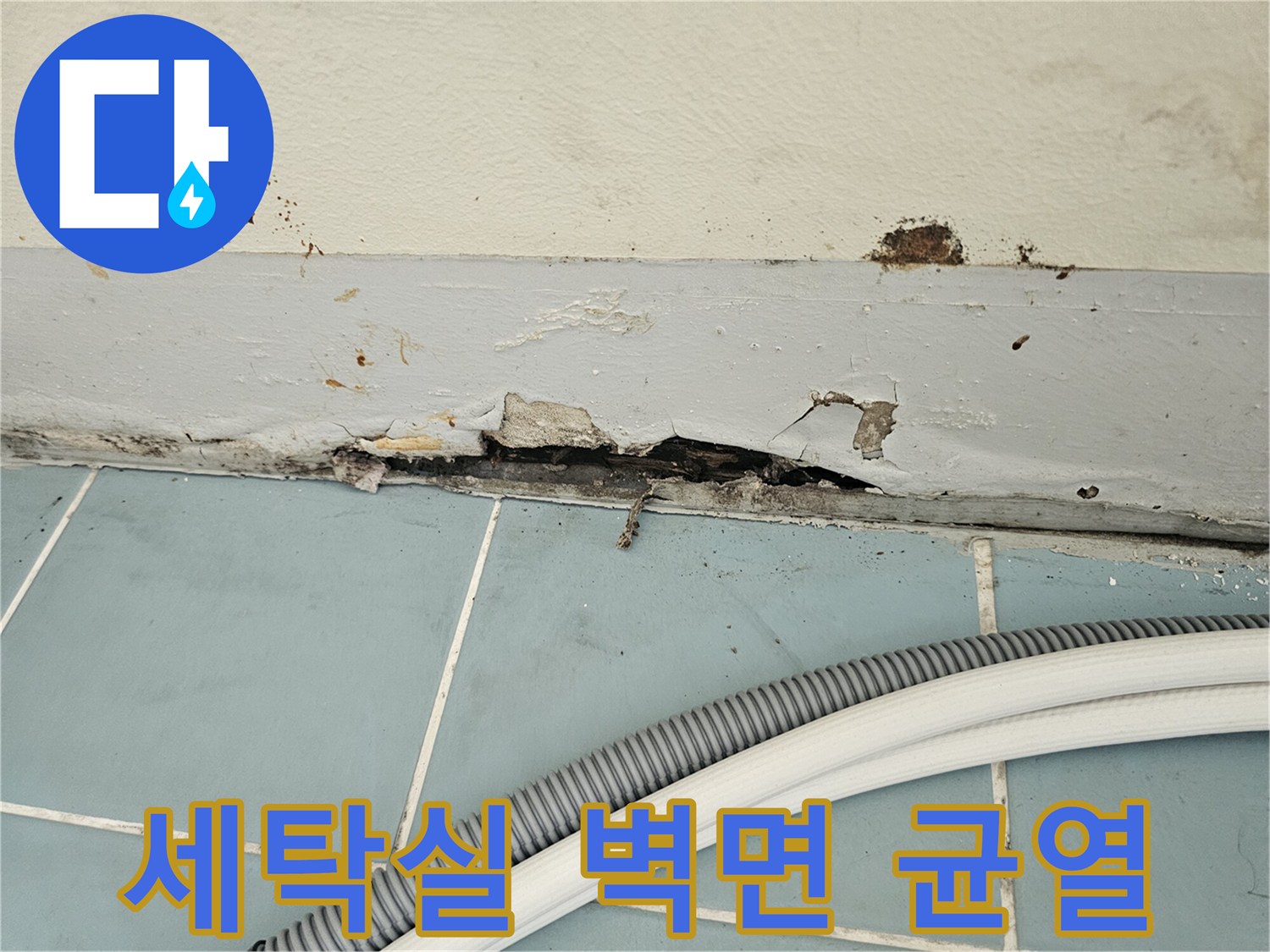 세탁실-벽면과-타일-접합부의-균열-및-습기-상태