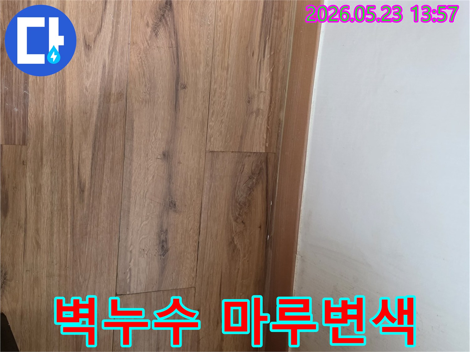 벽과-마루-경계에서-발견된-누수로-인한-벽면-변색-및-곰팡이-발생-현장입니다.