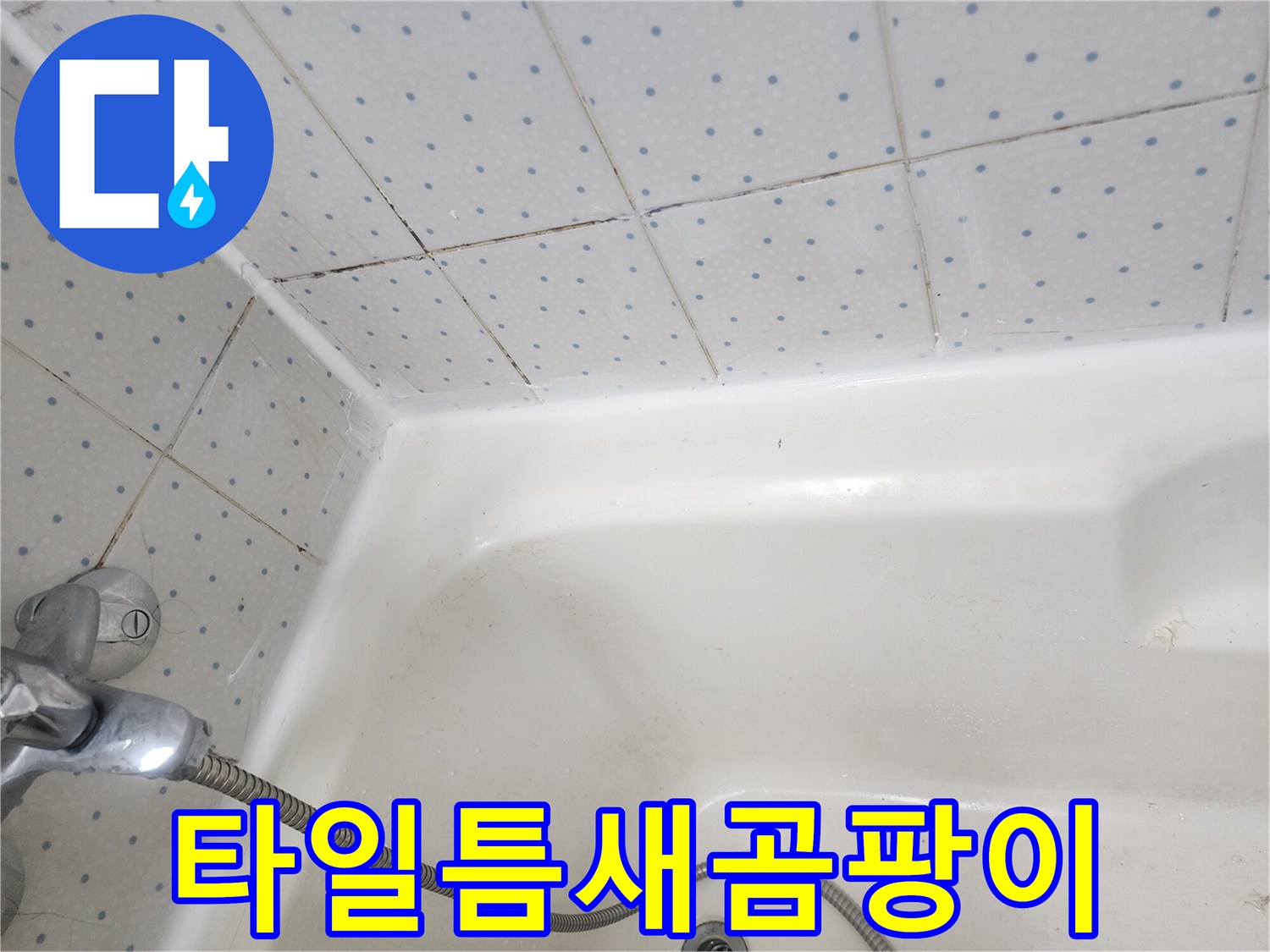 욕실-타일-사이-줄눈과-욕조-경계면의-오래된-실리콘에-낀-곰팡이-상태